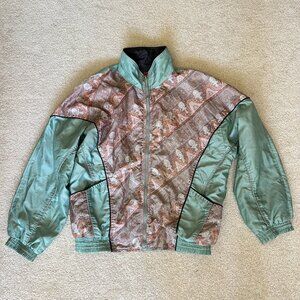 Vintage Windbreaker, Seafoam & Pink Spring Jacket, Size Small, Medium